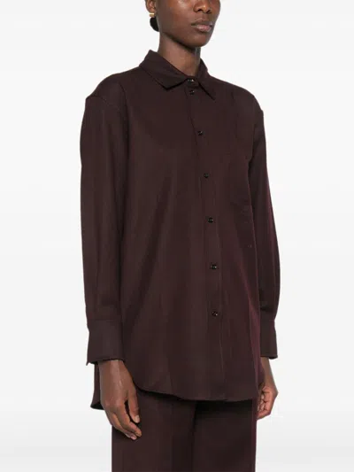 Victoria Beckham Virgin Wool Shirt In Burgundy