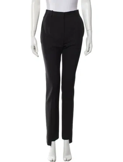 Pre-owned Victoria Beckham Virgin Wool Straight Leg Pants In Black