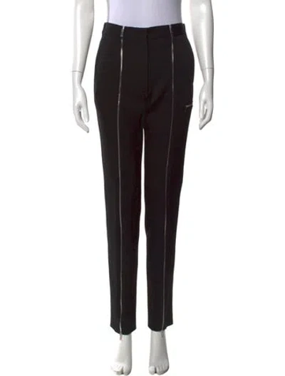 Pre-owned Victoria Beckham Virgin Wool Straight Leg Pants In Black
