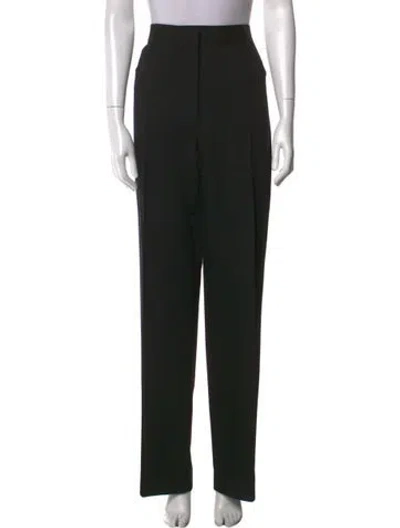 Pre-owned Victoria Beckham Virgin Wool Straight Leg Pants In Black