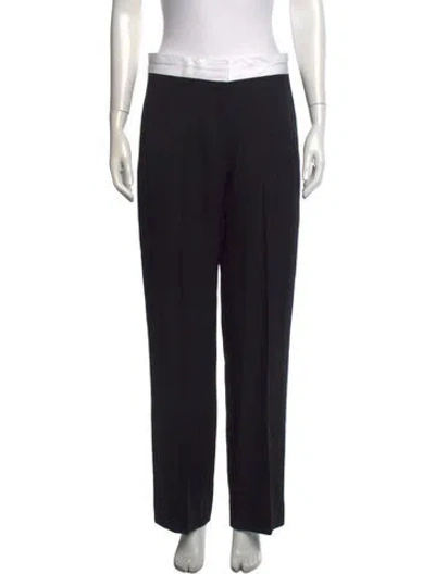 Pre-owned Victoria Beckham Virgin Wool Straight Leg Pants In Black