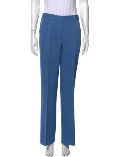 Pre-owned Victoria Beckham Virgin Wool Straight Leg Pants In Blue