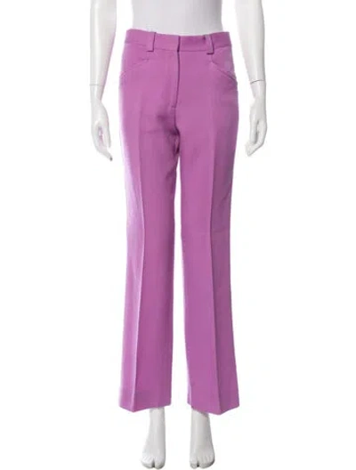 Pre-owned Victoria Beckham Virgin Wool Straight Leg Pants In Purple