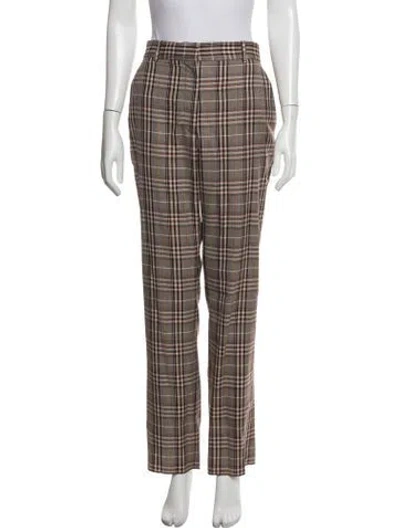 Pre-owned Victoria Beckham Virgin Wool Straight Leg Pants In Red