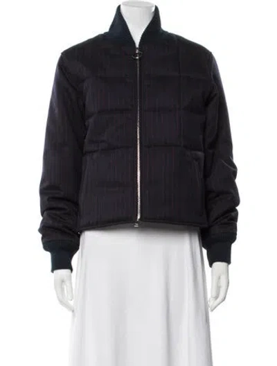 Pre-owned Victoria Beckham Virgin Wool Striped Bomber Jacket In Blue/red