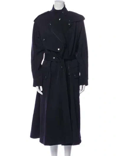 Pre-owned Victoria Beckham Virgin Wool Trench Coat In Blue