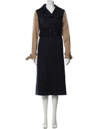 Pre-owned Victoria Beckham Virgin Wool Trench Coat In Blue