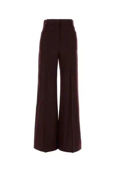 Victoria Beckham Virgin Wool Trousers In Purple
