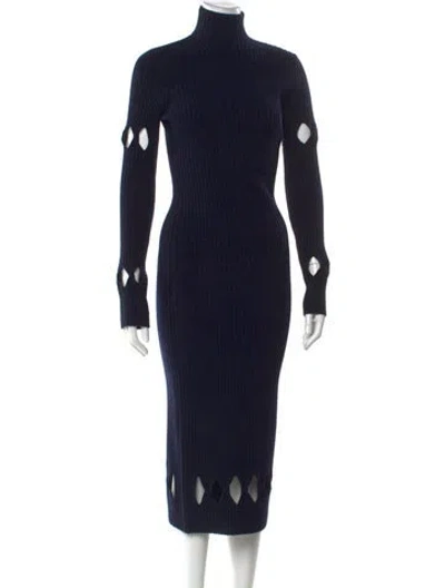 Pre-owned Victoria Beckham Virgin Wool Turtleneck Sweater In Blue