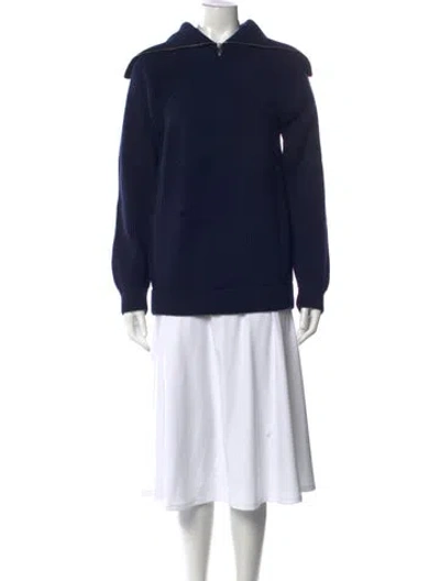 Pre-owned Victoria Beckham Virgin Wool Turtleneck Sweater In Blue
