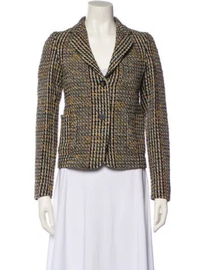 Pre-owned Victoria Beckham Virgin Wool Tweed Pattern Blazer In Multi