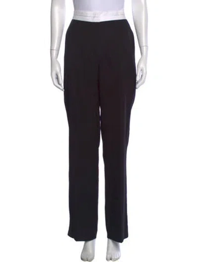 Pre-owned Victoria Beckham Virgin Wool Wide Leg Pants In Black