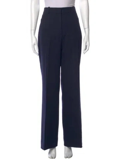 Pre-owned Victoria Beckham Virgin Wool Wide Leg Pants In Blue