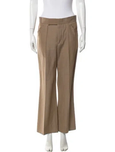 Pre-owned Victoria Beckham Virgin Wool Wide Leg Pants In Brown