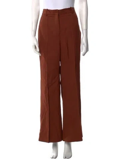 Pre-owned Victoria Beckham Virgin Wool Wide Leg Pants In Brown