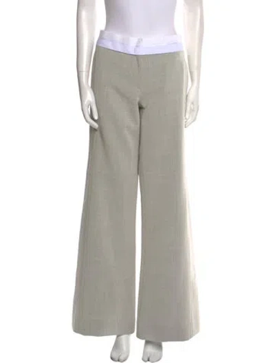 Pre-owned Victoria Beckham Virgin Wool Wide Leg Pants In Gray
