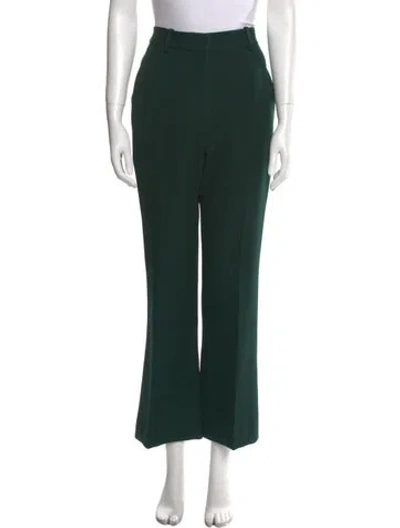 Pre-owned Victoria Beckham Virgin Wool Wide Leg Pants In Green