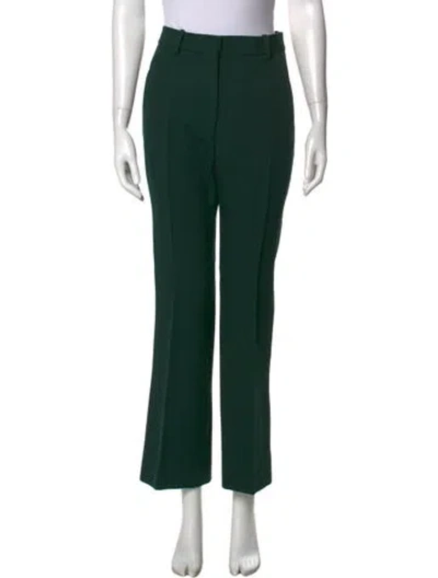 Pre-owned Victoria Beckham Virgin Wool Wide Leg Pants In Green