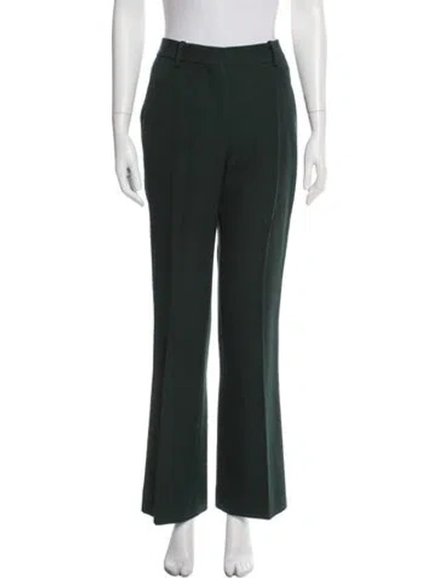 Pre-owned Victoria Beckham Virgin Wool Wide Leg Pants In Green