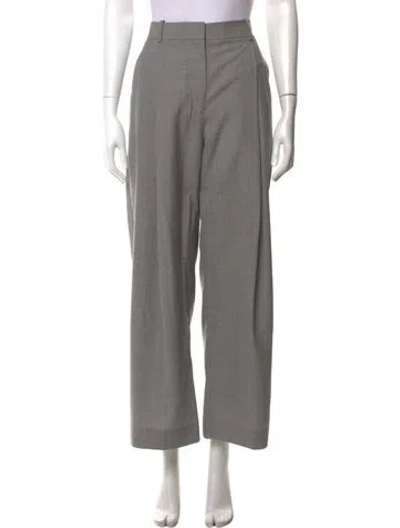 Pre-owned Victoria Beckham Virgin Wool Wide Leg Pants In Grey