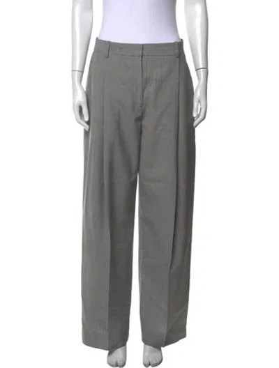 Pre-owned Victoria Beckham Virgin Wool Wide Leg Pants In Grey