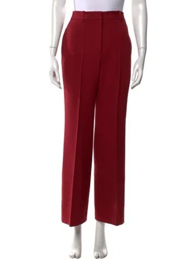 Pre-owned Victoria Beckham Virgin Wool Wide Leg Pants In Red