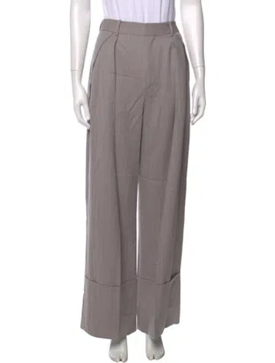 Pre-owned Victoria Beckham Virgin Wool Wide Leg Pants W/ Tags In Grey