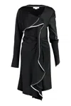 Victoria Beckham Two-tone Draped Crepe-satin Dress In Black