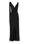 Victoria Beckham Fluid Viscose Blend Gown In Black