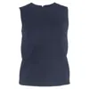 Victoria Beckham Visible Stitch Details Tank Top In Navy Blue Viscose In Blue