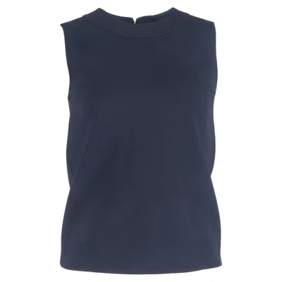 Victoria Beckham Visible Stitch Details Tank Top In Navy Blue Viscose