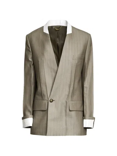 Victoria Beckham V-neck Blazer In Brown