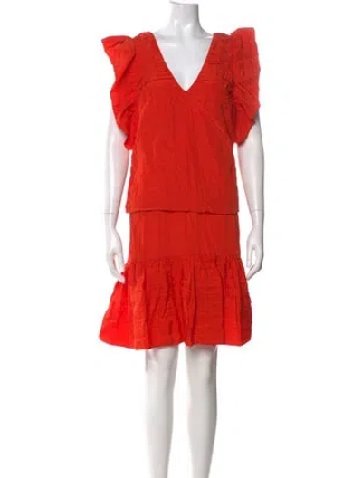 Pre-owned Victoria Beckham V-neck Knee-length Dress In Red