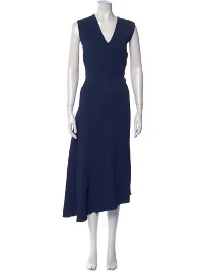 Pre-owned Victoria Beckham V-neck Long Dress In Blue