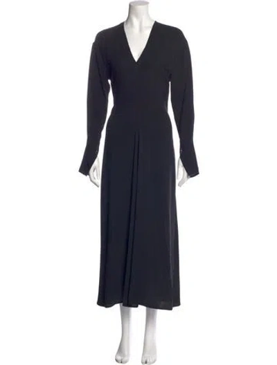 Pre-owned Victoria Beckham V-neck Long Dress In Blue