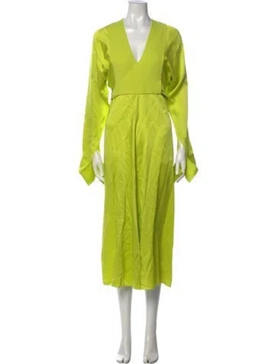 Pre-owned Victoria Beckham V-neck Long Dress In Green