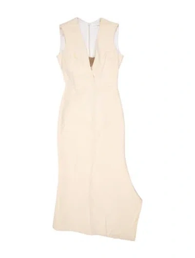 Pre-owned Victoria Beckham V-neck Long Dress In Neutral