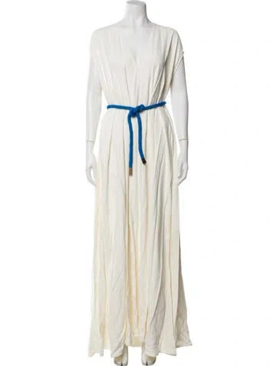Pre-owned Victoria Beckham V-neck Long Dress In White