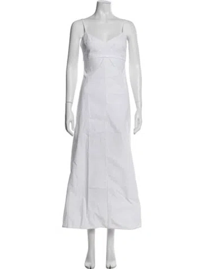 Pre-owned Victoria Beckham V-neck Long Dress In White