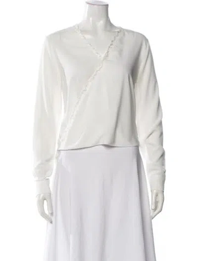 Pre-owned Victoria Beckham V-neck Long Sleeve Blouse In Neutral