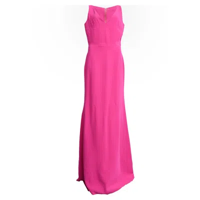 Pre-owned Victoria Beckham V-neck Maxi Gown Dress In Pink Silk