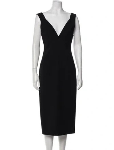 Pre-owned Victoria Beckham V-neck Midi Length Dress In Blue