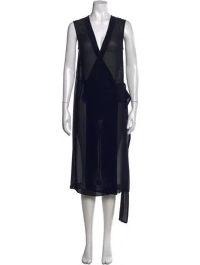 Pre-owned Victoria Beckham V-neck Midi Length Dress In Blue