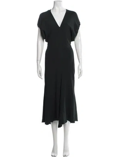 Pre-owned Victoria Beckham V-neck Midi Length Dress In Green
