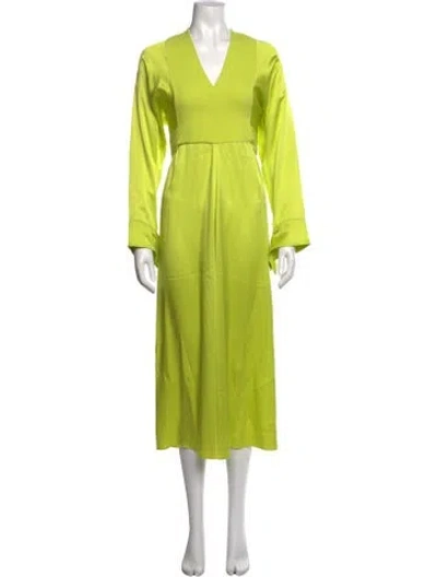 Pre-owned Victoria Beckham V-neck Midi Length Dress In Green