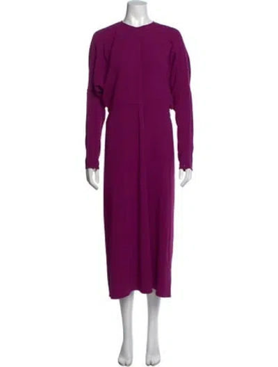 Pre-owned Victoria Beckham V-neck Midi Length Dress In Purple