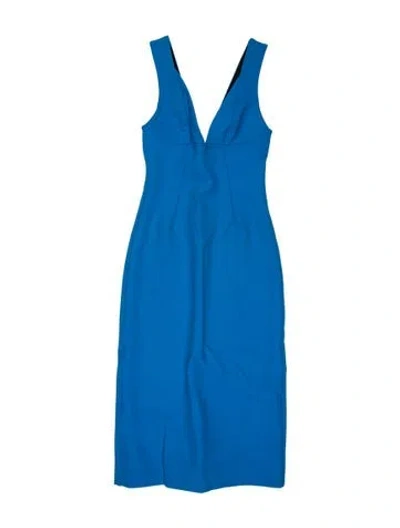 Pre-owned Victoria Beckham V-neck Midi Length Dress W/ Tags In Blue