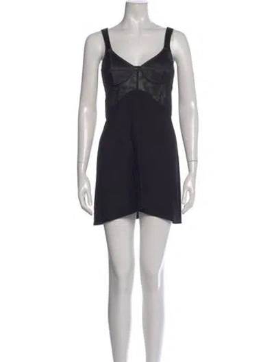 Pre-owned Victoria Beckham V-neck Mini Dress In Black