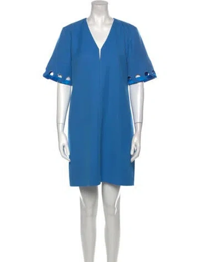 Pre-owned Victoria Beckham V-neck Mini Dress In Blue