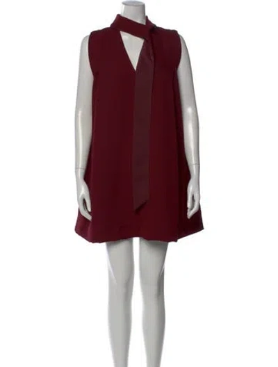 Pre-owned Victoria Beckham V-neck Mini Dress In Burgundy